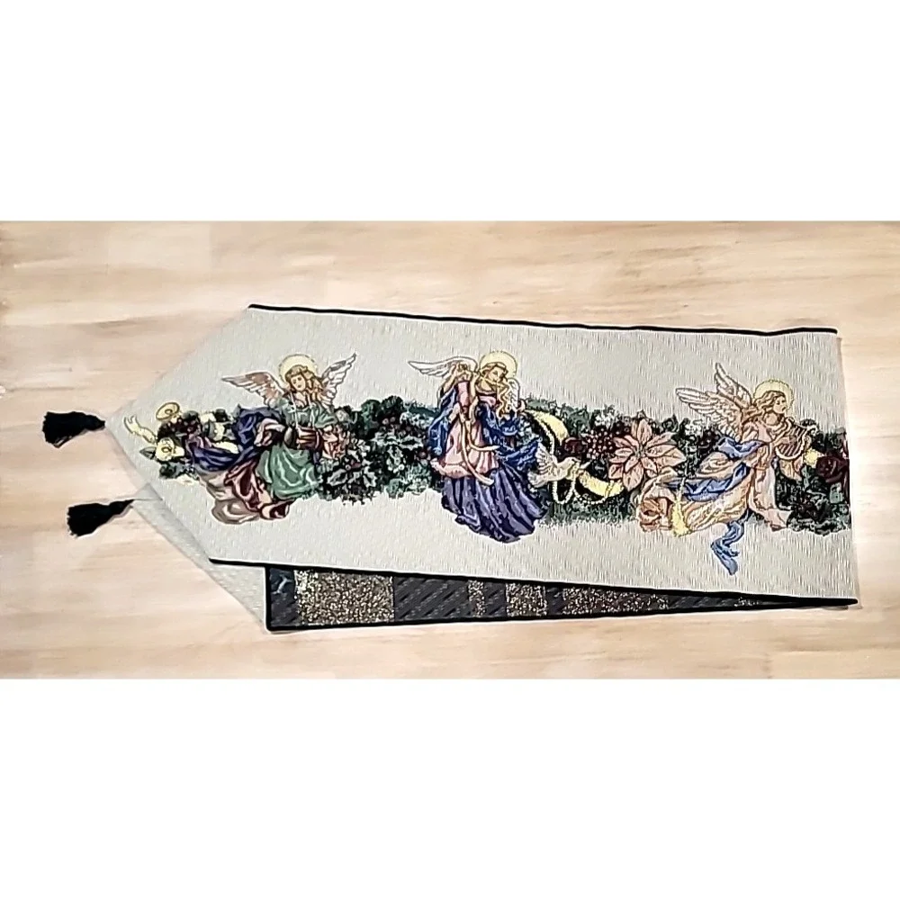 Christmas Angels w/Musical Instruments Tapestry Table Runner 13